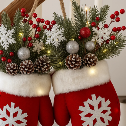 Handgemachter Weihnachtsfäustlingskranz 