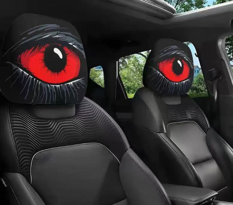 🎃 Early Halloween Sale – Horror Car Headrest Covers (2PCS Universal Fit)💀