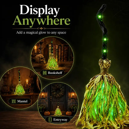 🧙‍♀️🧹Animated Moving Witch Broom with Light & Sound