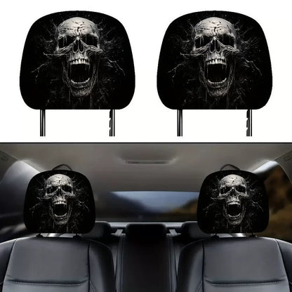 🎃 Early Halloween Sale – Horror Car Headrest Covers (2PCS Universal Fit)💀