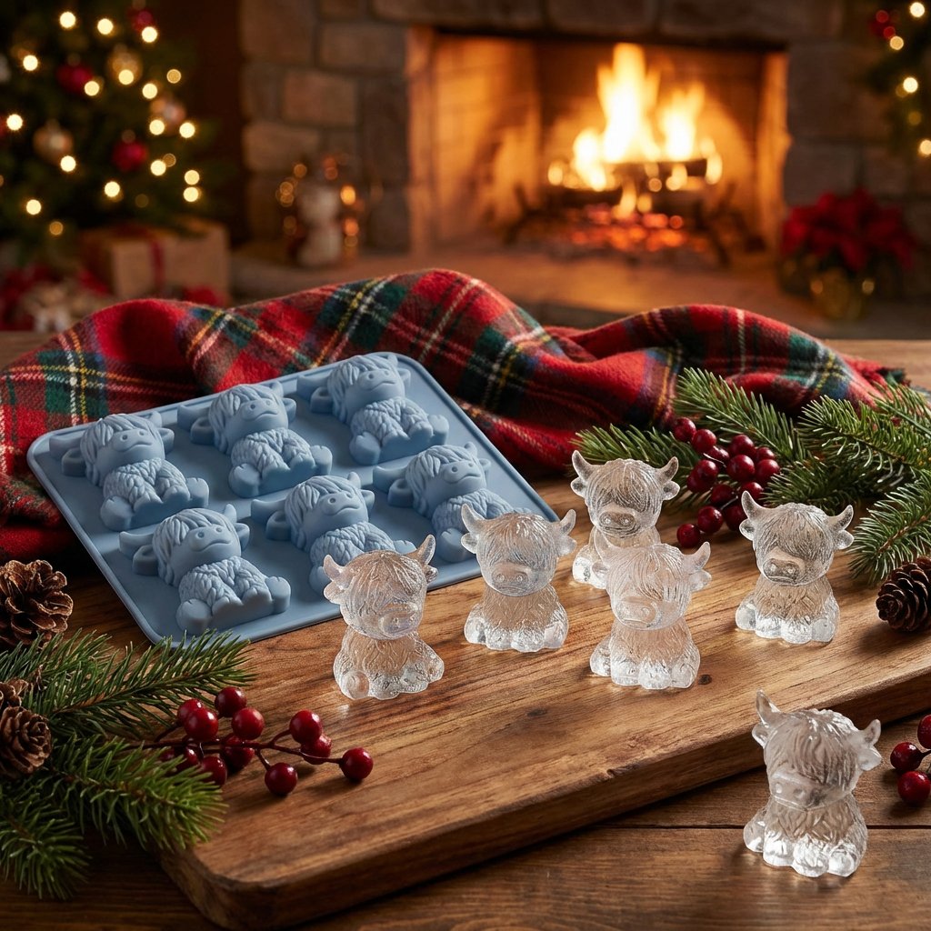🐮🧊 Mini Highland Cow Ice Cube Mold – Cute 3D Ice for Drinks, Parties & Gifts