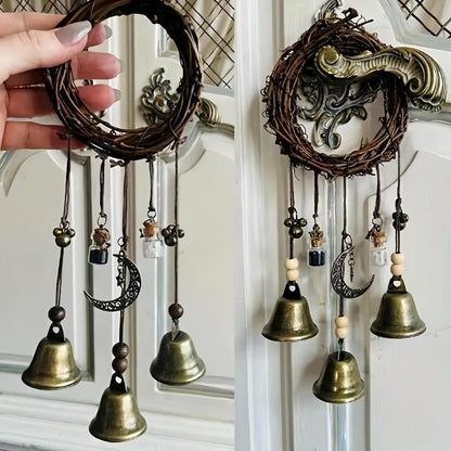 🔔🌙 Witch Bell & Blessing Bottle Charm – Protective Hanging Decor