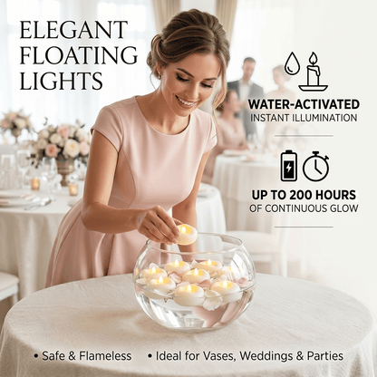 🕯️ Water-Activated Floating LED LED candle shape – Flameless Waterproof Ambiance for Any Occasion