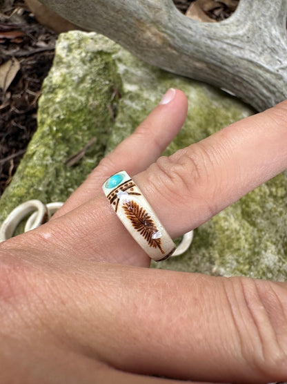 🔥💍Hand Carved Antler Ring 🌏Made From Natural Shed Antlers