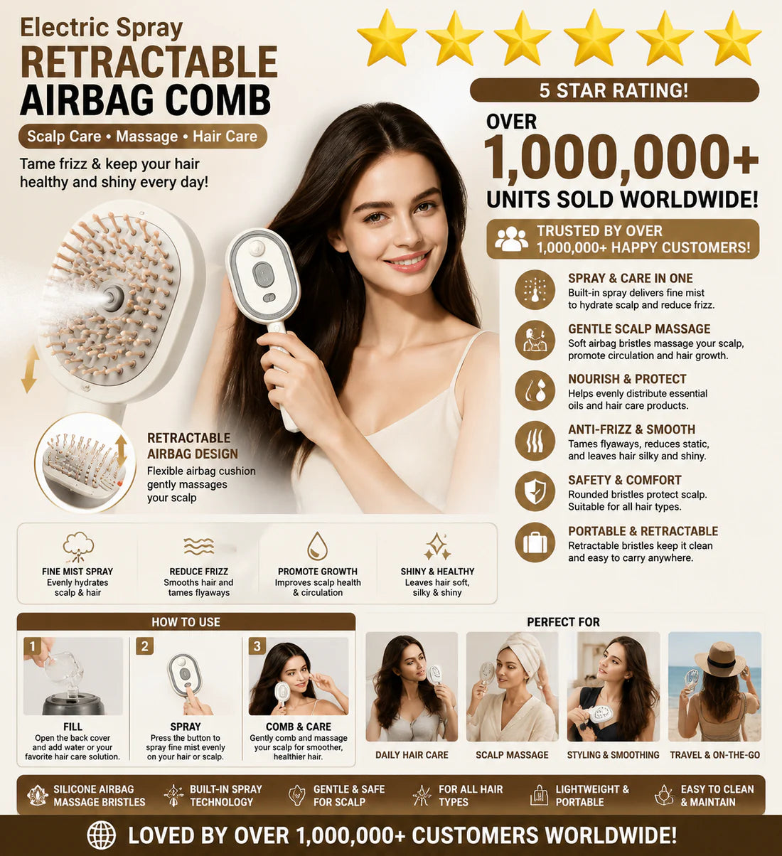 🔥Electric Spray Air Cushion Massage Comb--Faster and more effective home hair care tools