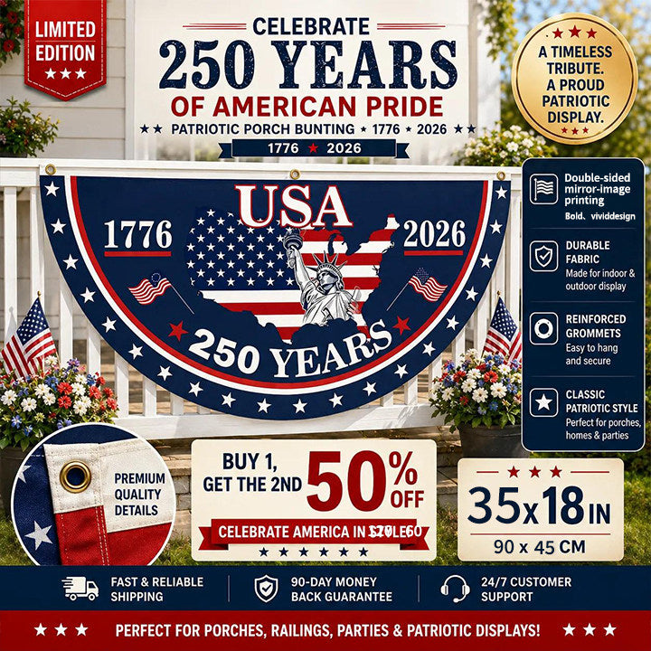 🦅🎆 Patriotic Best Seller  USA 250th Anniversary Flag Banner – Honor the American Spirit