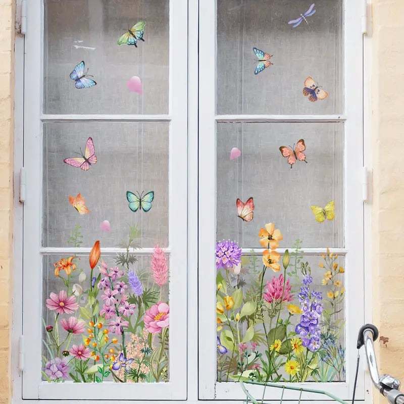Last Day 50% OFF🔥 Colorful Floral Bouquet Window Sticker (Cut To Size Freely)