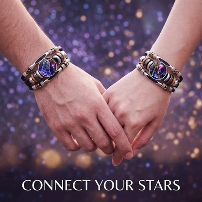 🌌 Wear Your Destiny-Zodiac Guardian | Glow-in-the-Dark Leather Bracelet