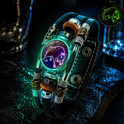 🌌 Wear Your Destiny-Zodiac Guardian | Glow-in-the-Dark Leather Bracelet