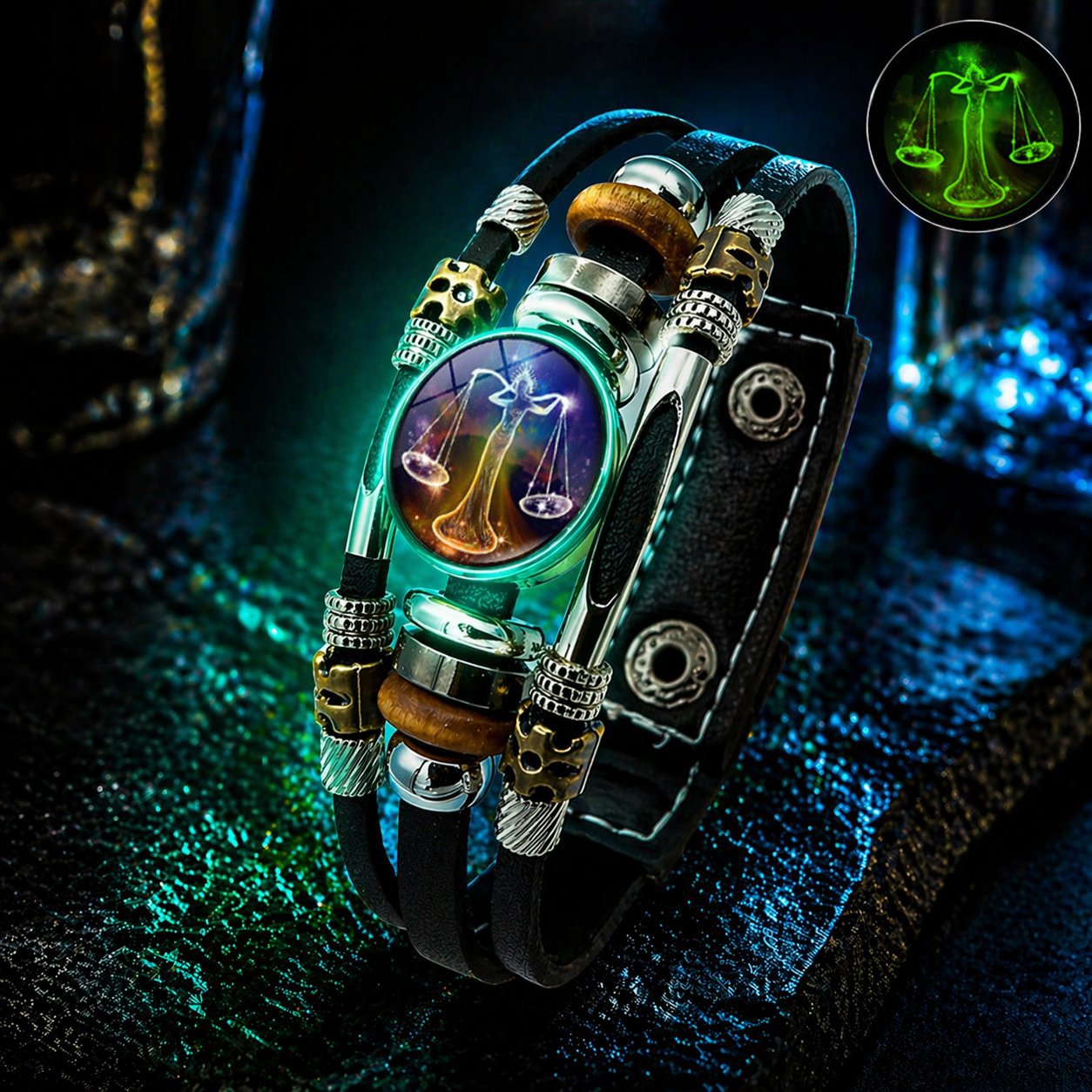 🌌 Wear Your Destiny-Zodiac Guardian | Glow-in-the-Dark Leather Bracelet