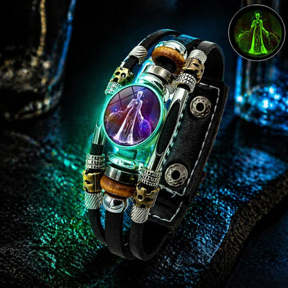 🌌 Wear Your Destiny-Zodiac Guardian | Glow-in-the-Dark Leather Bracelet