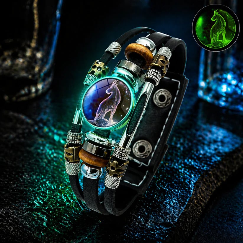 🌌 Wear Your Destiny-Zodiac Guardian | Glow-in-the-Dark Leather Bracelet