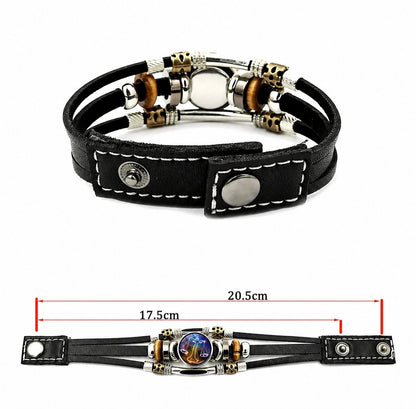 🌌 Wear Your Destiny-Zodiac Guardian | Glow-in-the-Dark Leather Bracelet