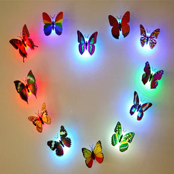 🦋 3D Colorful Butterfly LED Night Light – Creative Stick-On Wall Decor