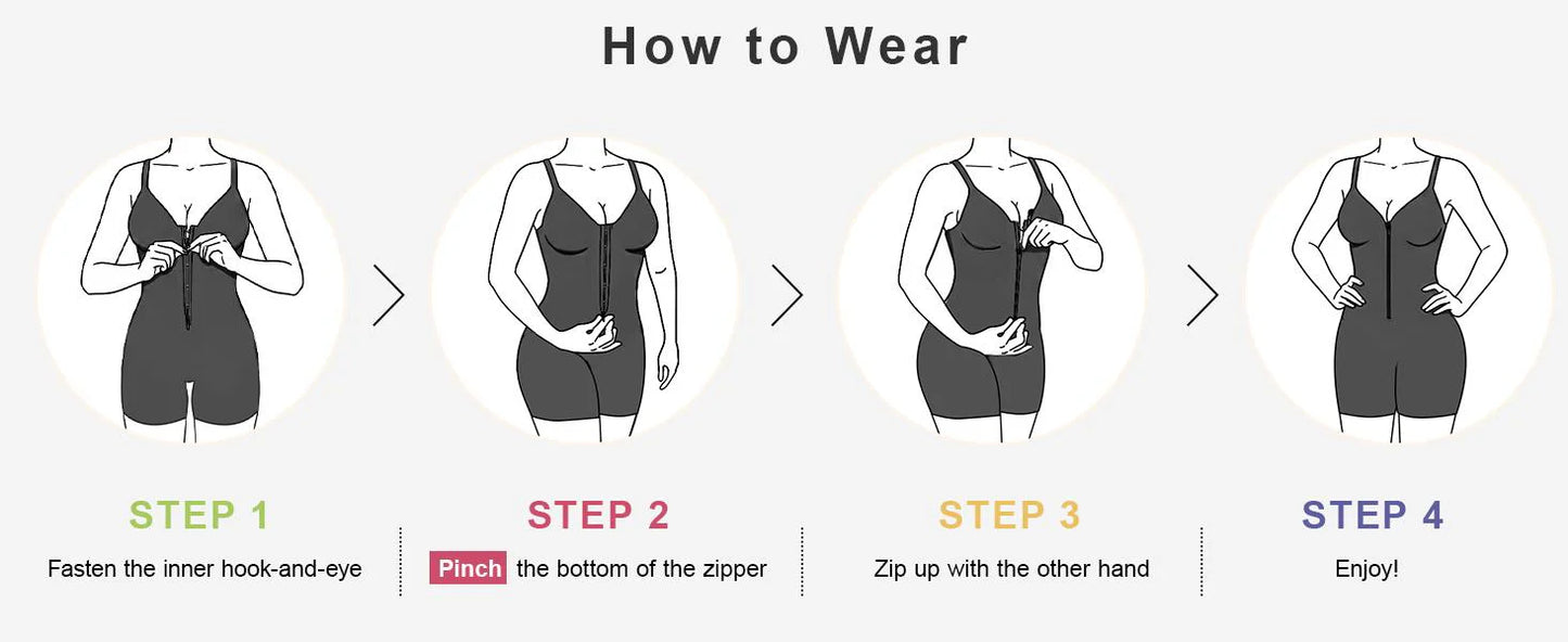 💃 Women's Zip-Front Shapewear Bodysuit – Tummy Control & Waist Sculpting🔥