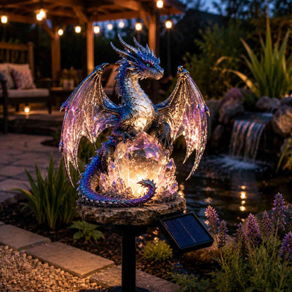🎁 Dragon Lover's Gift 🐉 Solar LED Dragon Statue – Waterproof Garden & Patio Ornament