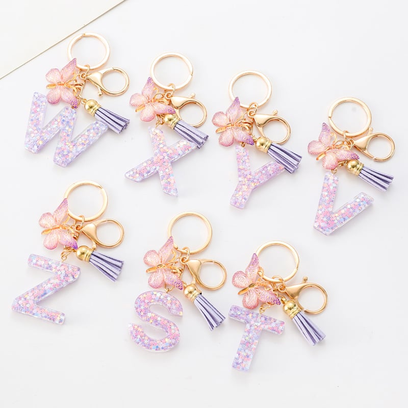 🔥Butterfly Letter Keychain Tassel Design Vibrant Durable Lightweight Gift