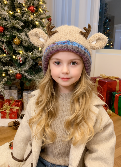 🎄🦌Handmade Knitted Christmas Antler Beanie🧶