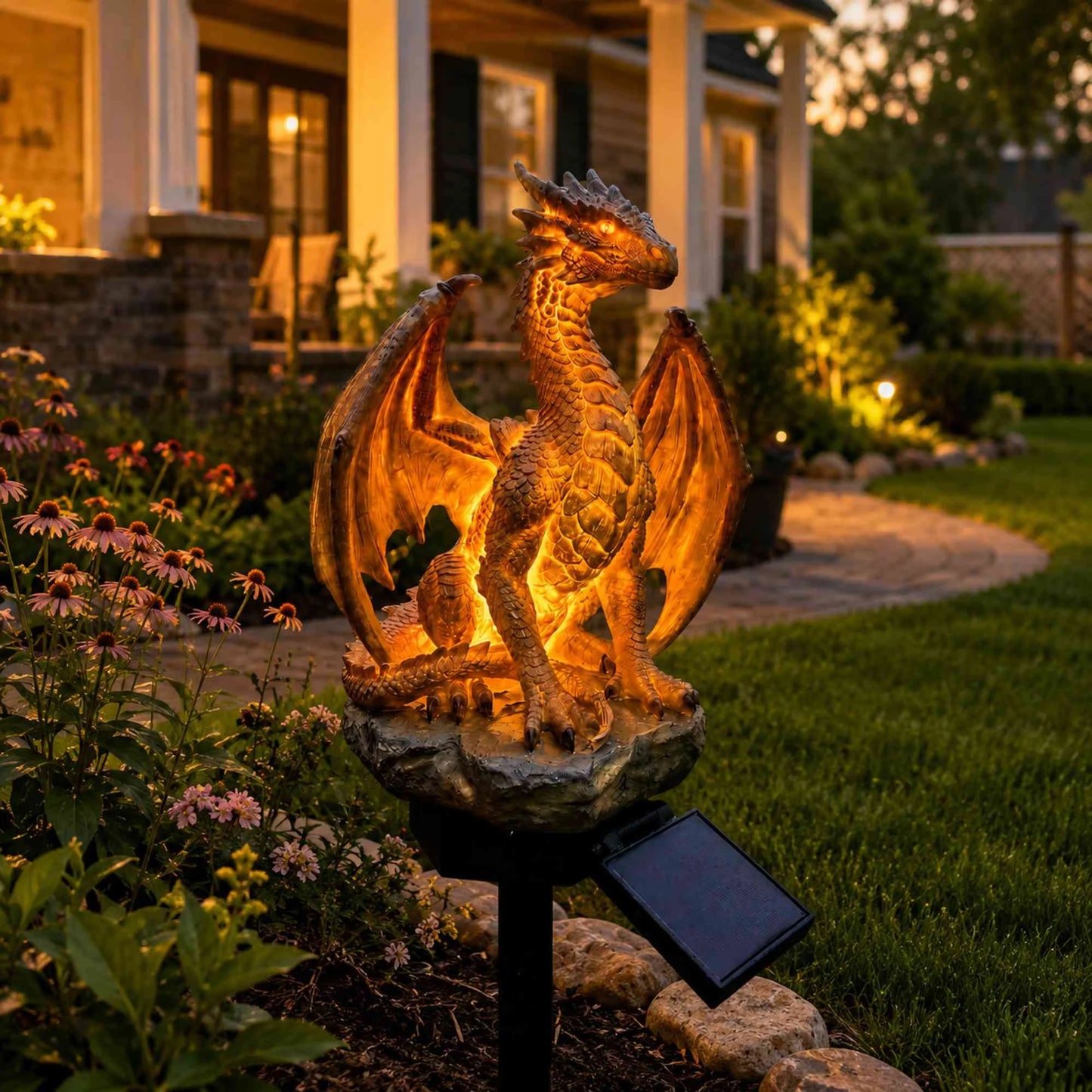 🎁 Dragon Lover's Gift 🐉 Solar LED Dragon Statue – Waterproof Garden & Patio Ornament