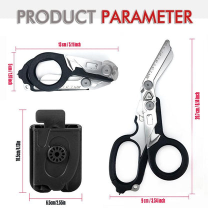 Multifunctional foldable trauma scissors.