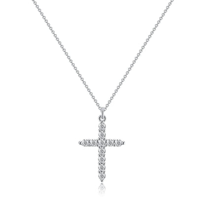 Paved Cross Rotated Crown Necklace