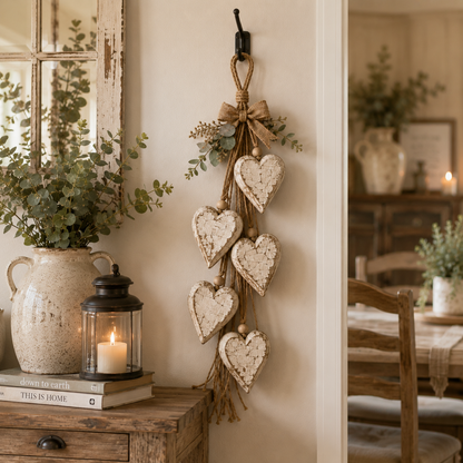 🤎 LED Hanging Heart Wall Decor – Warm Glowing Rustic Home Accent ✨