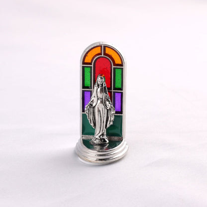 ✝️ Stained Glass Style Catholic Saint Statue – Divine Grace Desktop Decor