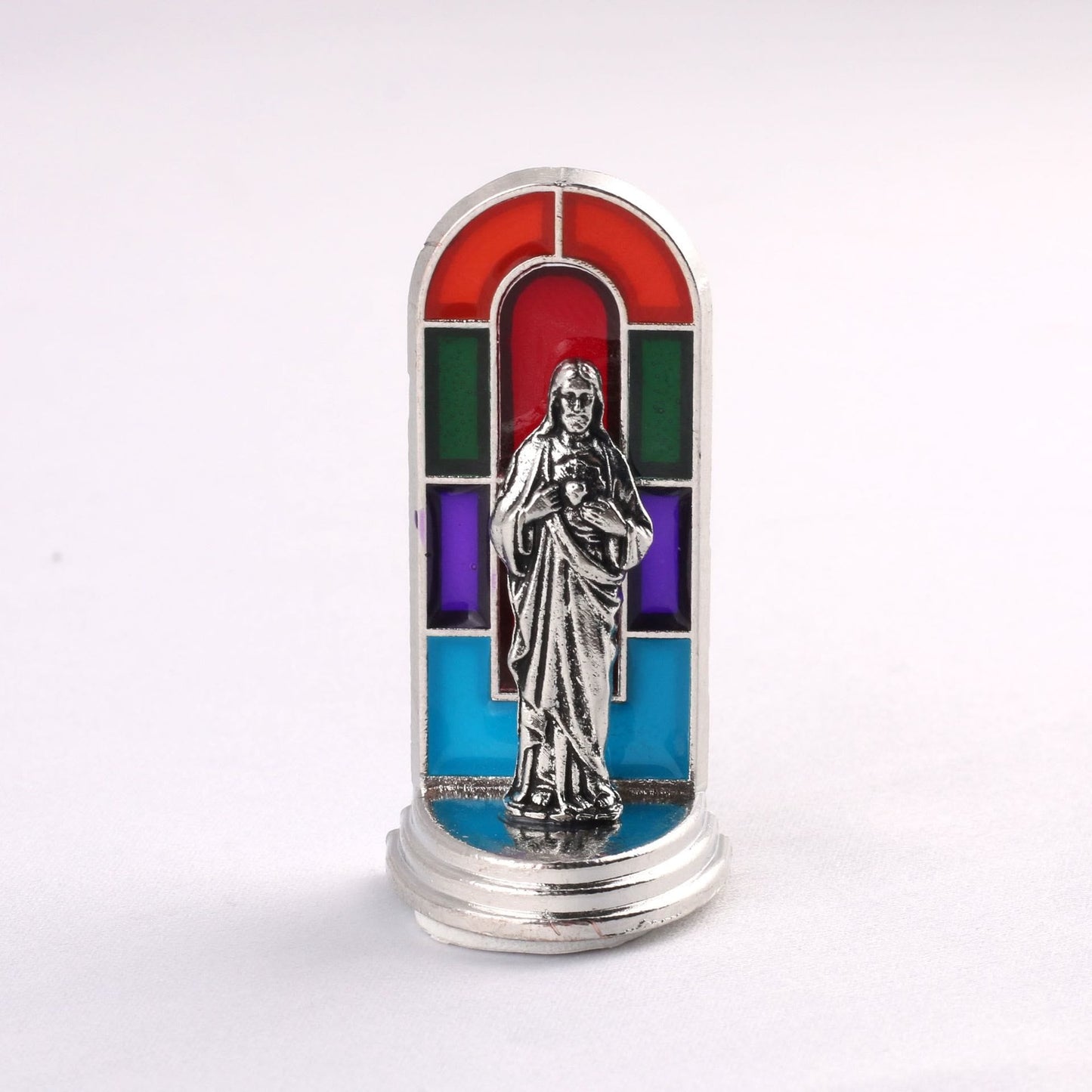 ✝️ Stained Glass Style Catholic Saint Statue – Divine Grace Desktop Decor