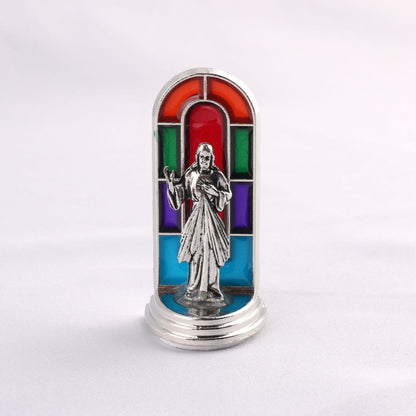 ✝️ Stained Glass Style Catholic Saint Statue – Divine Grace Desktop Decor