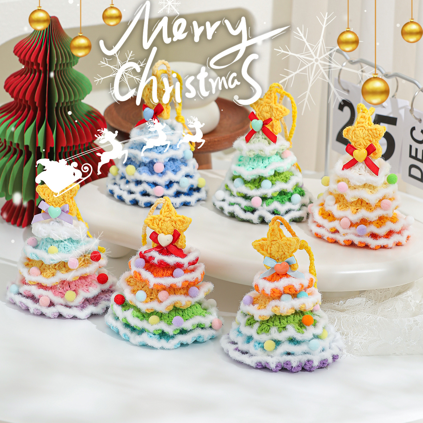 🎄Unique Handmade Crochet Christmas Tree Bells Ornaments🔔🎅