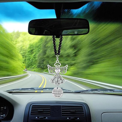 ✨Car Hanging Ornament ✝️ Guardian Angel Cross Compass Beaded Necklace – Christian Gift for Protection & Blessing