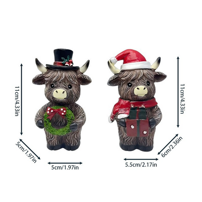 🎄Highland Cow Holiday Series – Fun Resin Figurine for Every Celebration!