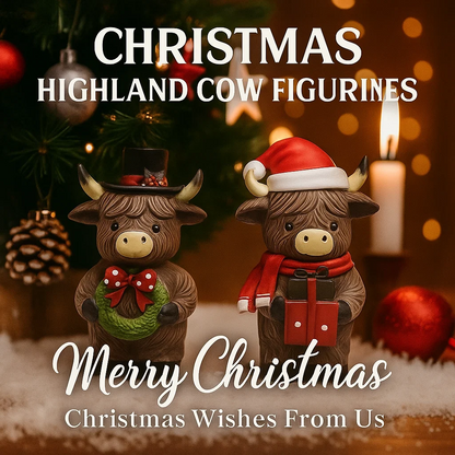 🎄Highland Cow Holiday Series – Fun Resin Figurine for Every Celebration!