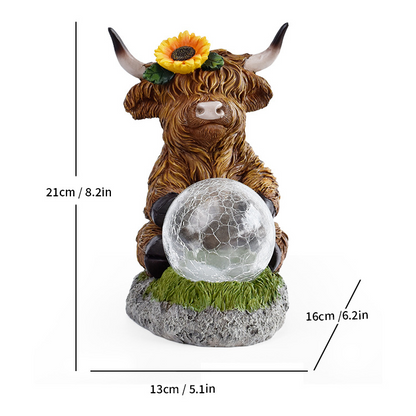 Solar-Powered Highland Cow Lamp for Yard & Garden Decor