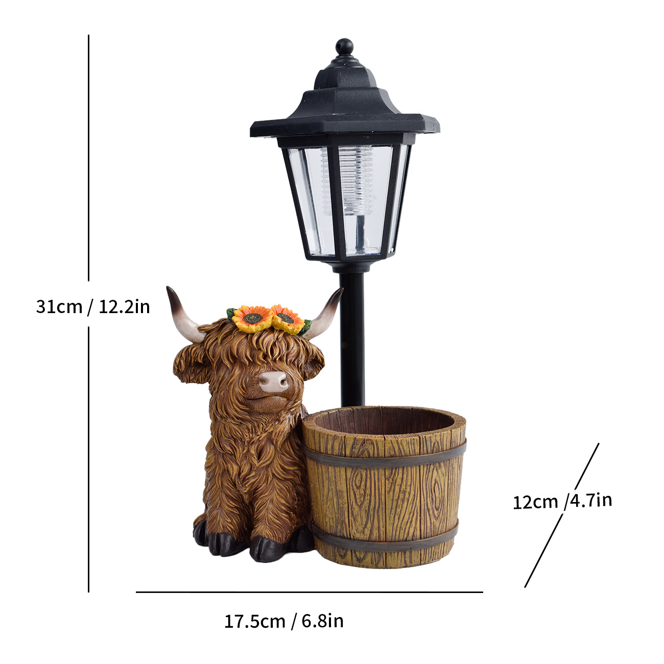 Solar-Powered Highland Cow Lamp for Yard & Garden Decor