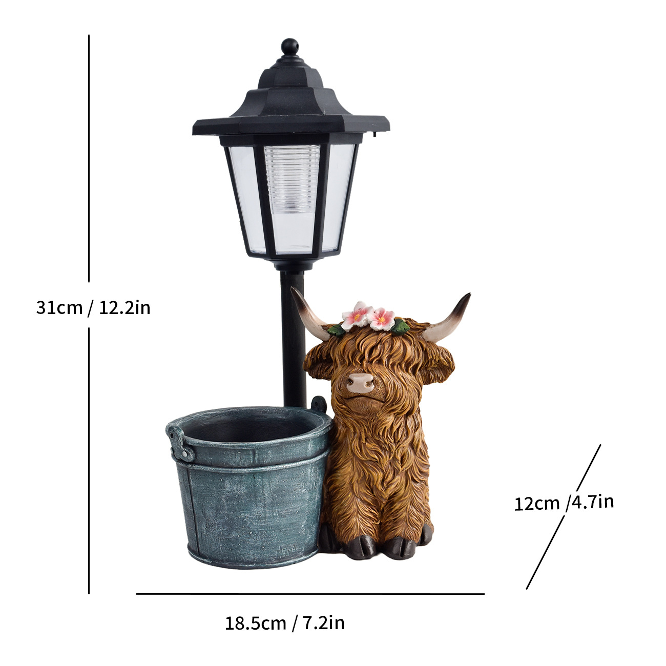 Solar-Powered Highland Cow Lamp for Yard & Garden Decor