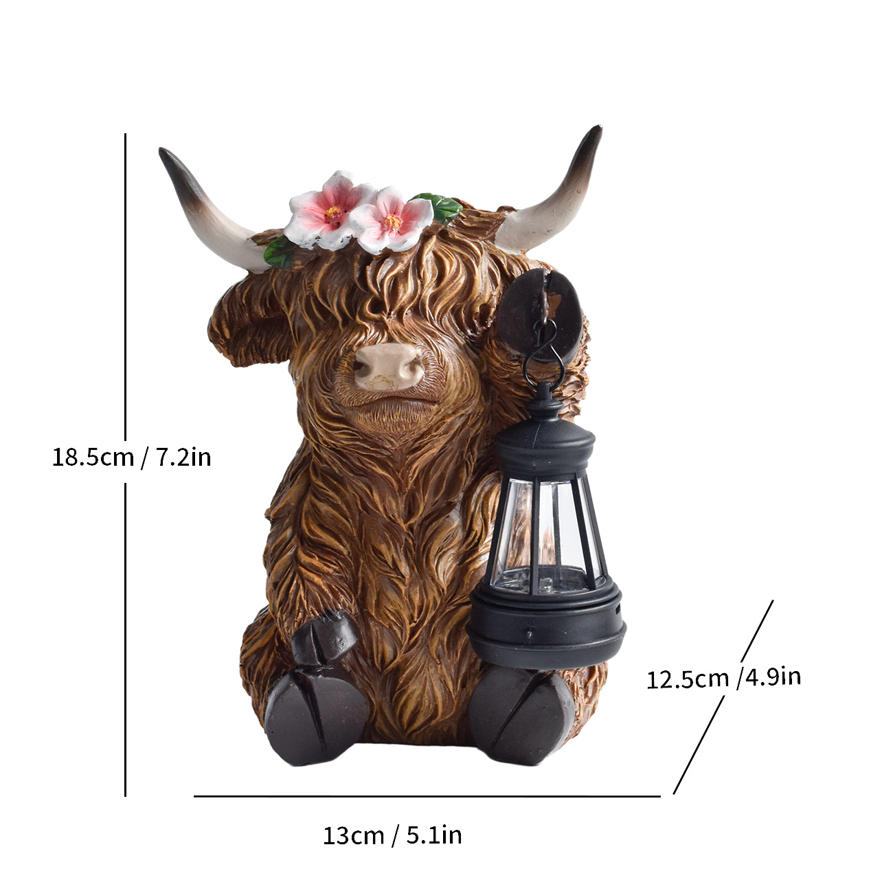 Solar-Powered Highland Cow Lamp for Yard & Garden Decor