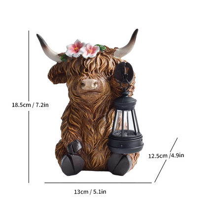 Solar-Powered Highland Cow Lamp for Yard & Garden Decor