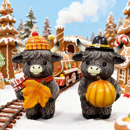 🎄Highland Cow Holiday Series – Fun Resin Figurine for Every Celebration!