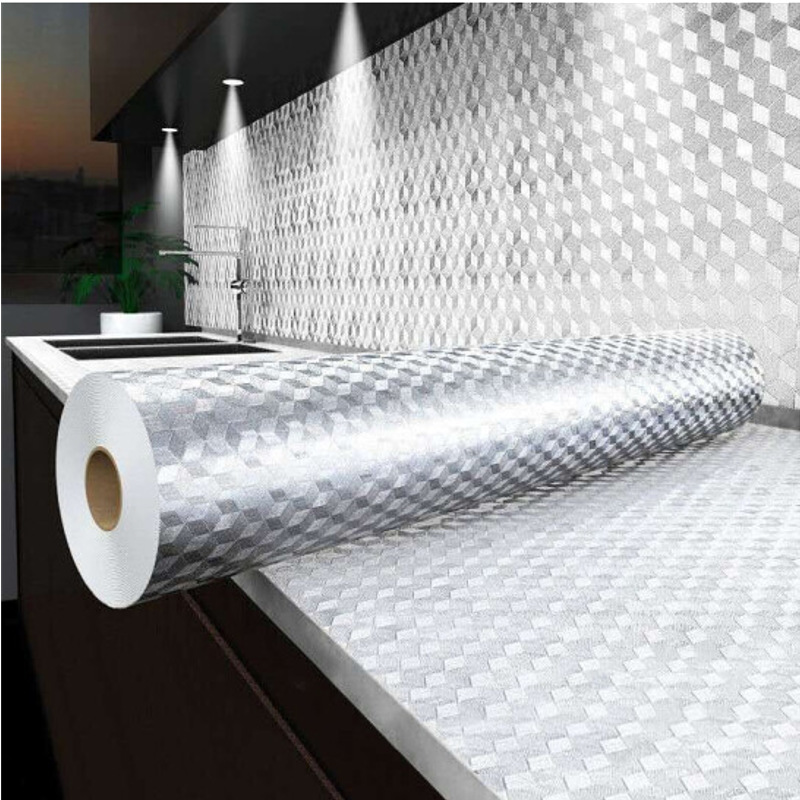 Silver Kitchen Backsplash Wallpaper Stickers