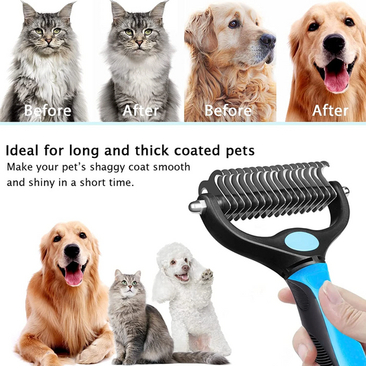 🐕Pet Pro Grooming Tool 🔥No More Pet Hair & Stressful Brushing | 2‑in‑1 Professional Grooming at Home – Painless, Fast, Gentle for Dogs & Cats