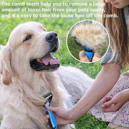 🐕Pet Pro Grooming Tool 🔥No More Pet Hair & Stressful Brushing | 2‑in‑1 Professional Grooming at Home – Painless, Fast, Gentle for Dogs & Cats