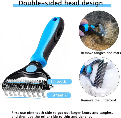 🐕Pet Pro Grooming Tool 🔥No More Pet Hair & Stressful Brushing | 2‑in‑1 Professional Grooming at Home – Painless, Fast, Gentle for Dogs & Cats