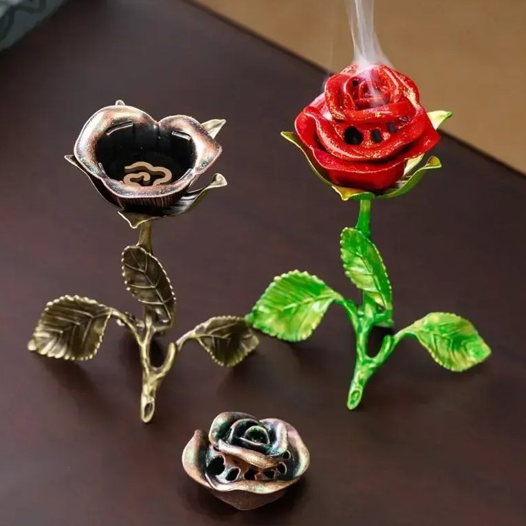 🌹 Vintage Antique Rose-Scented Incense Burner 🧘