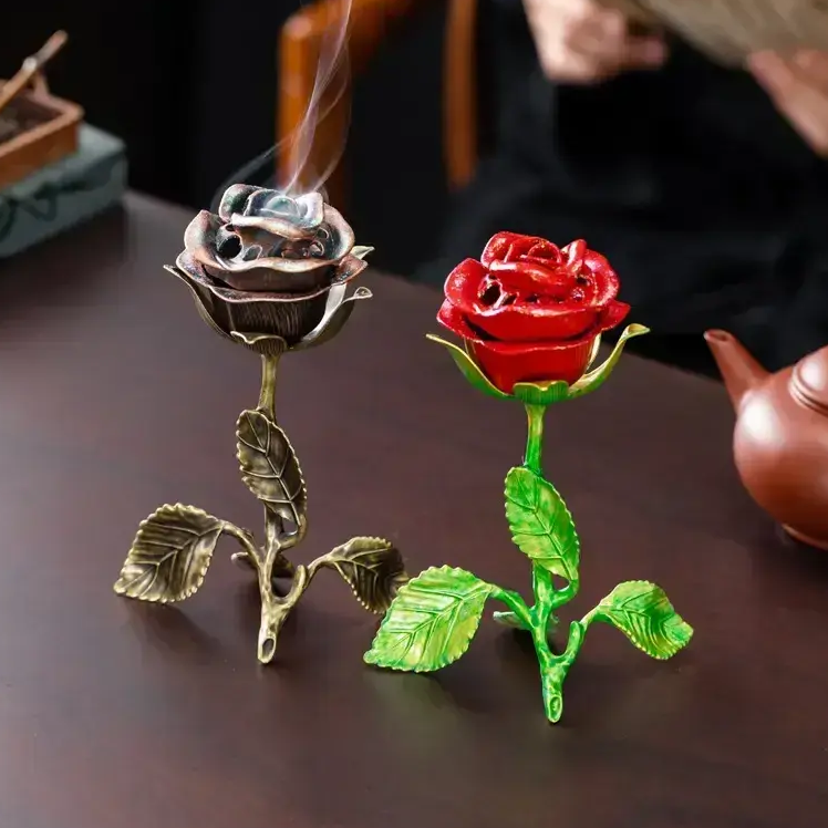 🌹 Vintage Antique Rose-Scented Incense Burner 🧘