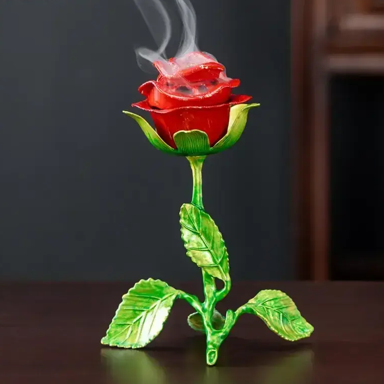🌹 Vintage Antique Rose-Scented Incense Burner 🧘