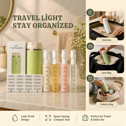 4-in-1 Leakproof Rotatable Travel Dispenser Set
