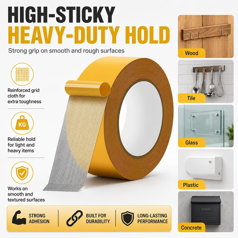 🔥 Ultra Strong Waterproof Grid Double-Sided Mounting Tape