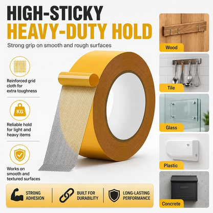 🔥 Ultra Strong Waterproof Grid Double-Sided Mounting Tape