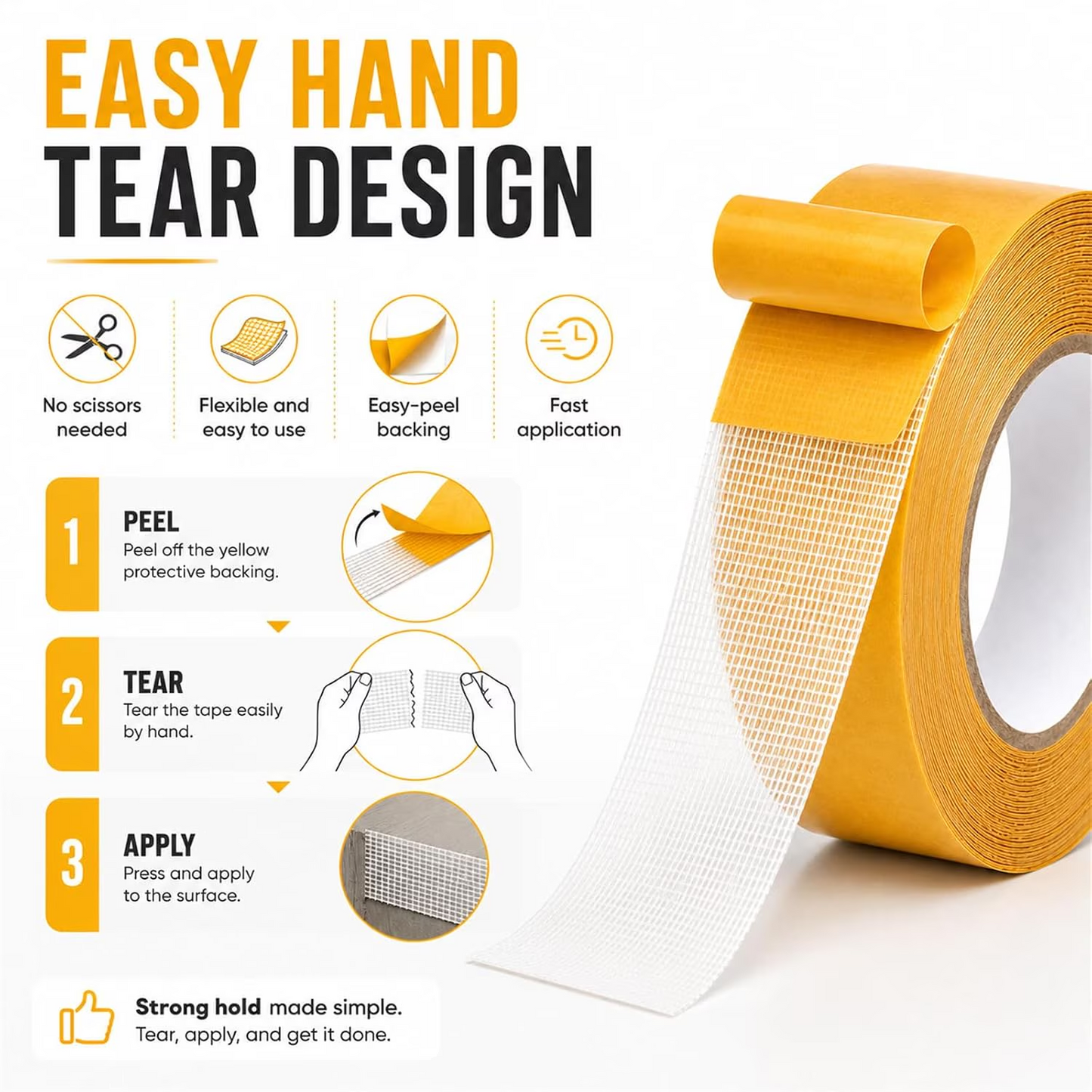 🔥 Ultra Strong Waterproof Grid Double-Sided Mounting Tape